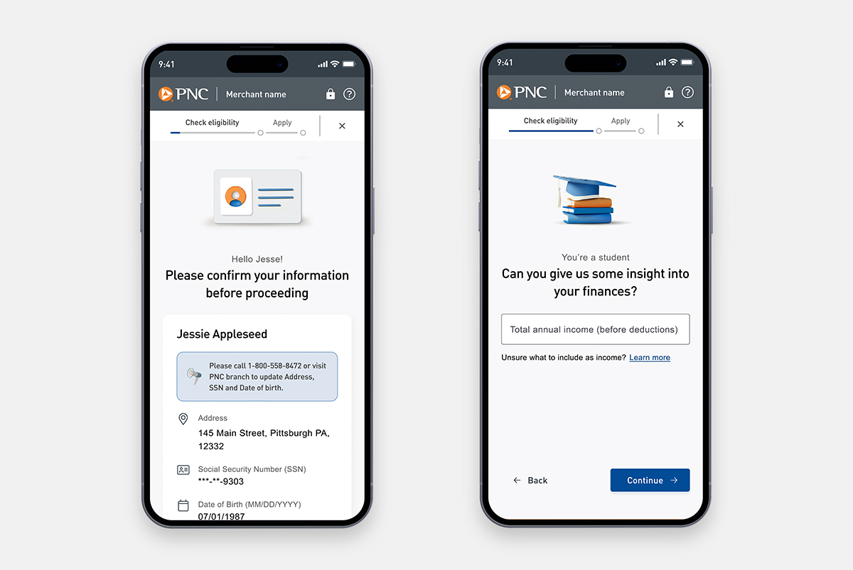 PNC Flex legal screens